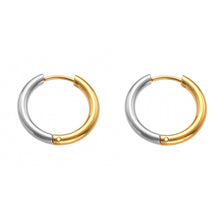316L Stainless Steel Mixed Metal Two-Tone Minimalist Hoop Earrings | PVD Gold Huggie Hoops