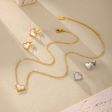 316L Stainless Steel 18K PVD Gold Mother Pearl Heart Necklace and Earrings Set made with 316L stainless steel and 18K PVD gold finish for wholesale jewelry buyers - image 15