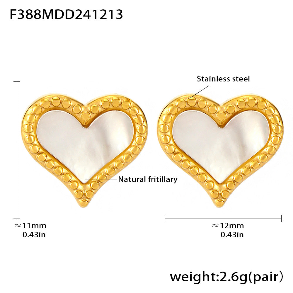 316L Stainless Steel 18K PVD Gold Mother Pearl Heart Necklace and Earrings Set made with 316L stainless steel and 18K PVD gold finish for wholesale jewelry buyers - image 4