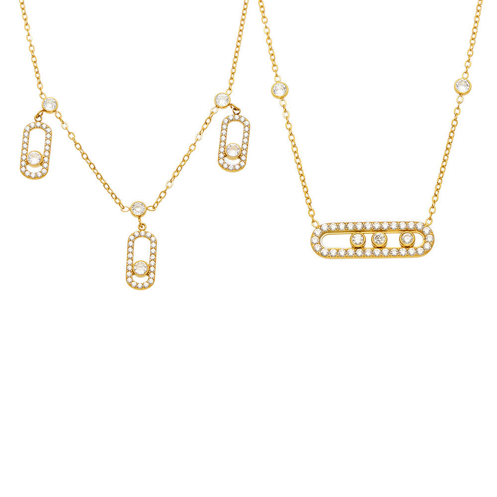 Movable Zircon Necklace on display