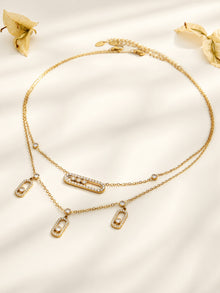 316L Stainless Steel 18K PVD Gold Movable Zircon Necklace made with 316L stainless steel and 18K PVD gold finish for wholesale jewelry buyers - image 3