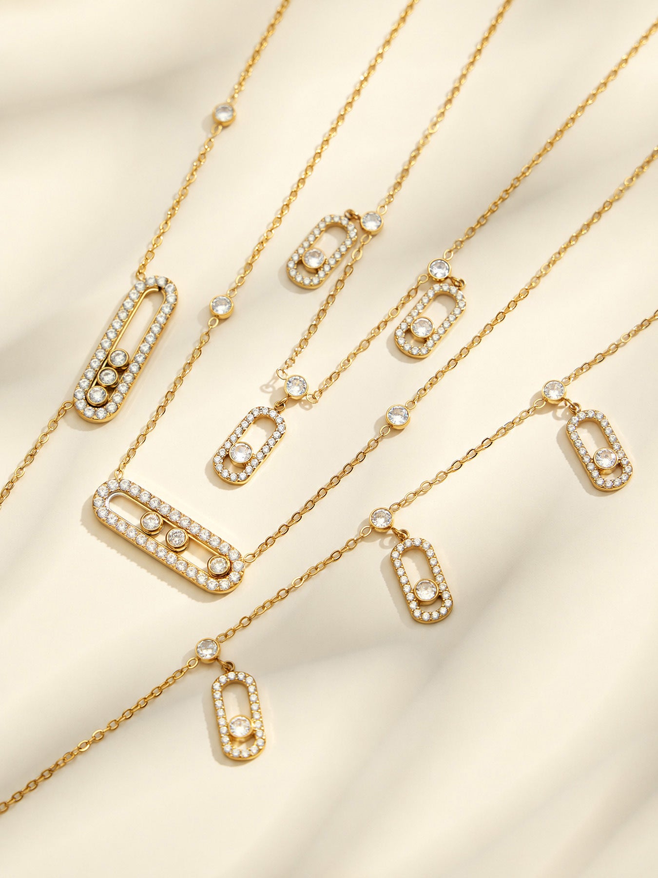 316L Stainless Steel 18K PVD Gold Movable Zircon Necklace made with 316L stainless steel and 18K PVD gold finish for wholesale jewelry buyers - image 6