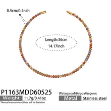 Multi-color CZ tennis necklace in 18K PVD gold stainless steel for boutique necklace assortments