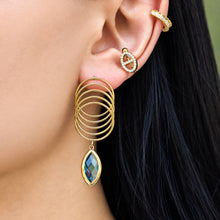 Stunning green glass stone earring with gold finish