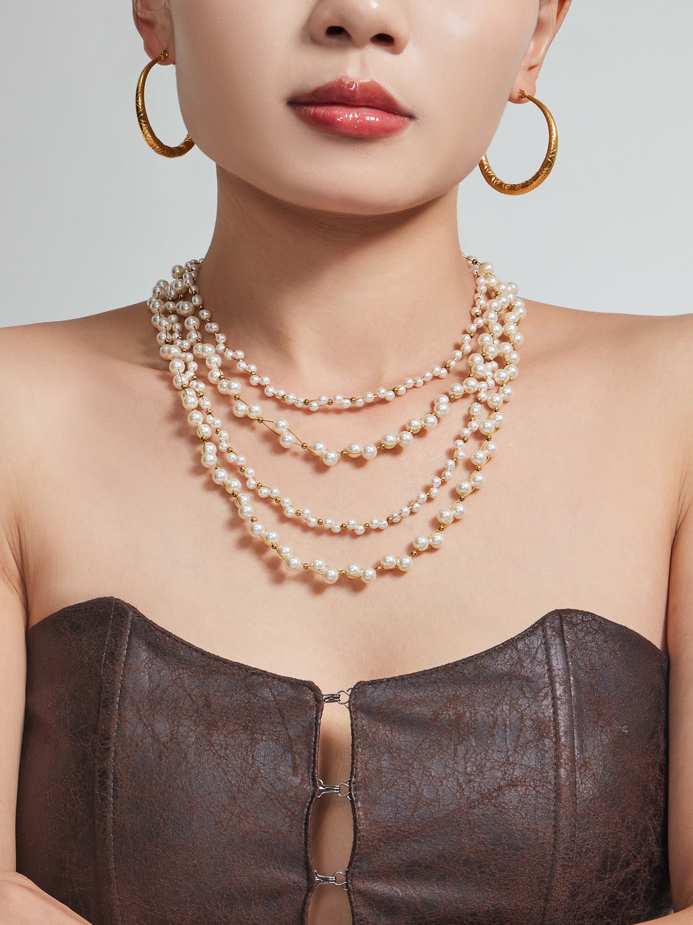 316L Stainless Steel 18K Gold PVD French Style Faux Pearl Necklace