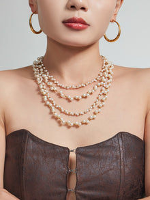 316L Stainless Steel 18K Gold PVD French Style Faux Pearl Necklace