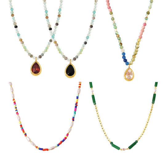 Stunning multicolor droplet pendant necklace made from 316L stainless steel
