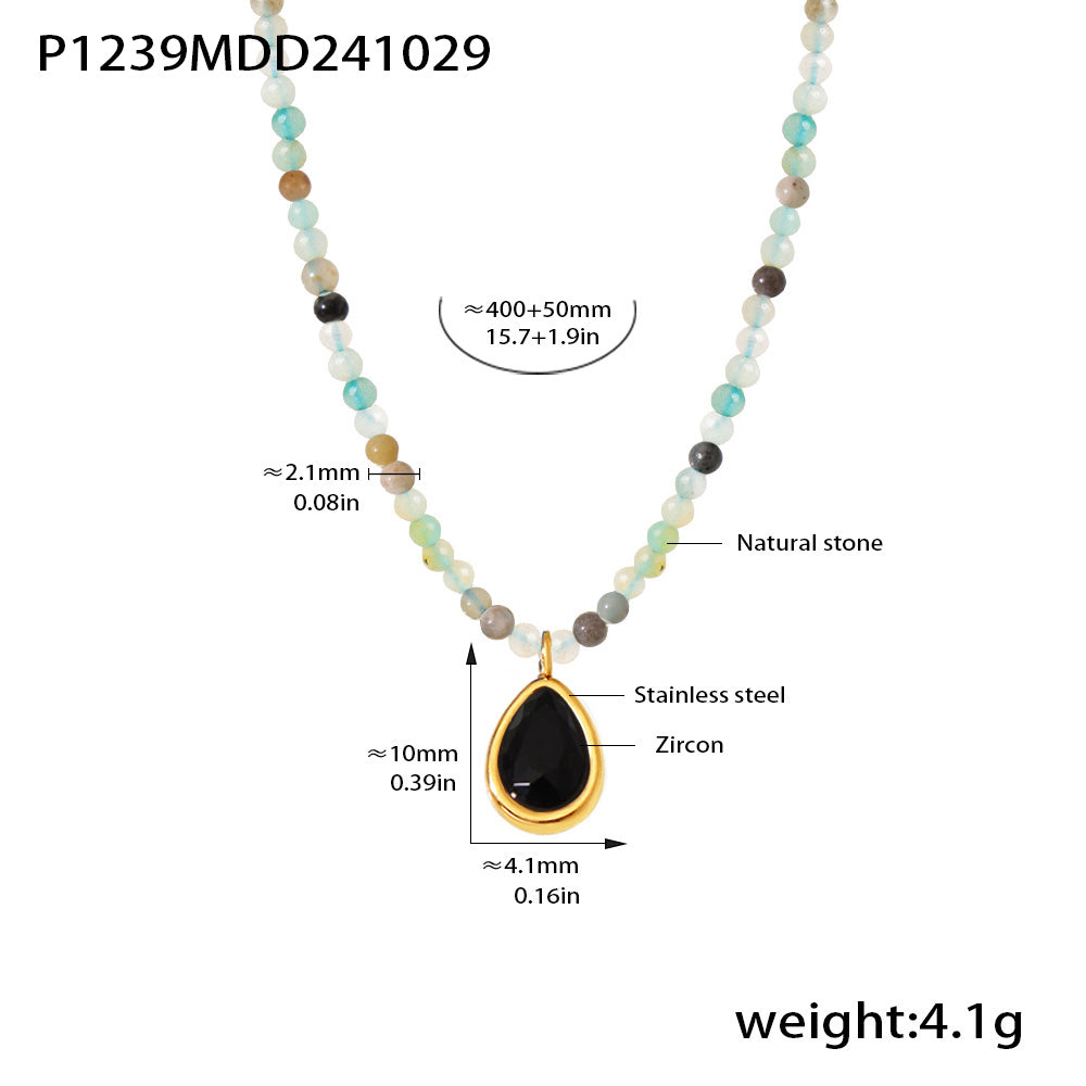 316L Stainless Steel 18K PVD Gold Multicolor Droplet Pendant Necklace made with 316L stainless steel and 18K PVD gold finish for wholesale jewelry buyers - image 5