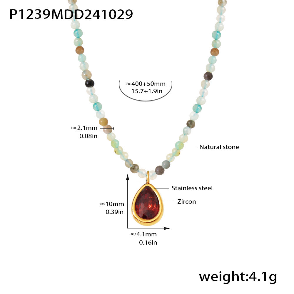 316L Stainless Steel 18K PVD Gold Multicolor Droplet Pendant Necklace made with 316L stainless steel and 18K PVD gold finish for wholesale jewelry buyers - image 6