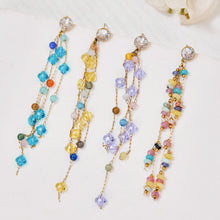 Multicolor natural stone earrings with elegant gold-tone details