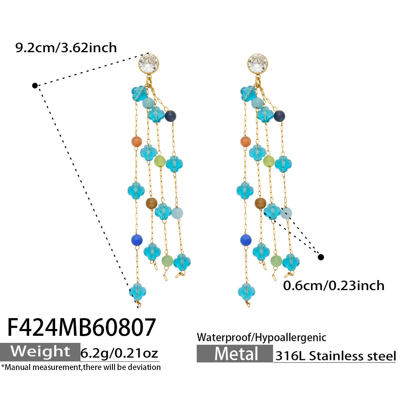Multicolor natural stone earrings product specification guide