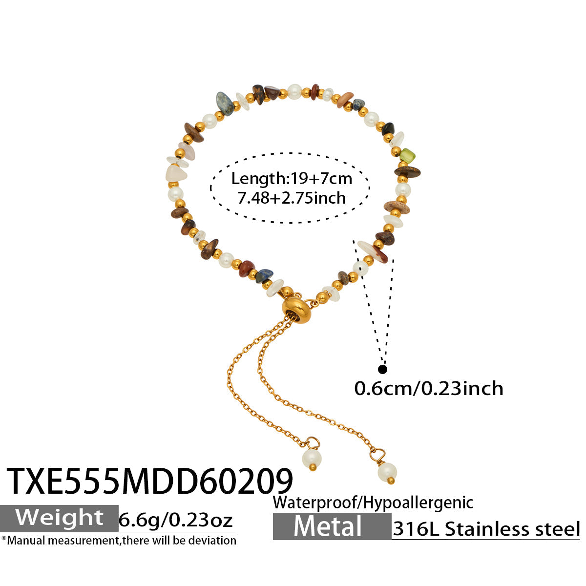 Multicolor natural stone layered necklace length and product specification guide