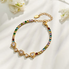 Multicolor zircon bracelet with gold finish