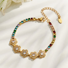 Multicolor zircon chain bracelet flat lay