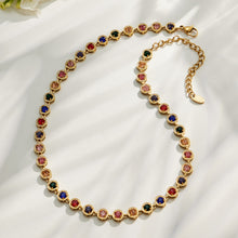 Multicolor zircon necklace flat lay