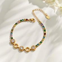 Multicolor zircon round bracelet flat lay