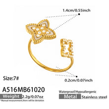 NA516 gold-tone floral open ring size guide showing size 7 and approximately 2.2 g weight