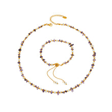 MiduoduoJewelry natural stone and freshwater pearl necklace with matching multi-row bracelet