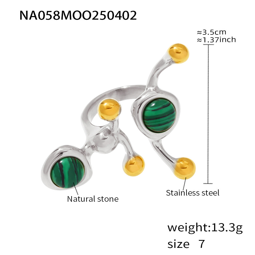 316L Stainless Steel 18K PVD Gold Natural Stone Inlay Ring made with 316L stainless steel and 18K PVD gold finish for wholesale jewelry buyers - image 10