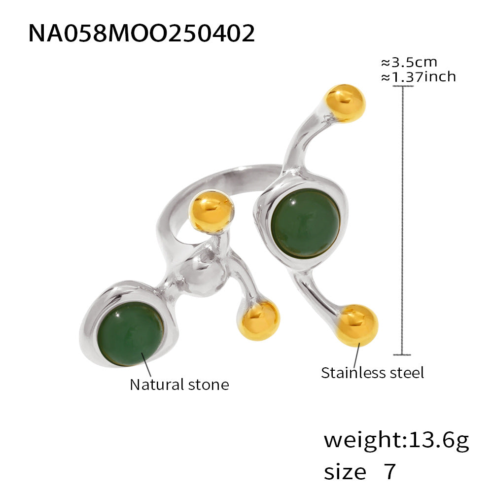 316L Stainless Steel 18K PVD Gold Natural Stone Inlay Ring made with 316L stainless steel and 18K PVD gold finish for wholesale jewelry buyers - image 12