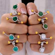 316L Stainless Steel 18K PVD Gold Natural Stone Inlay Ring made with 316L stainless steel and 18K PVD gold finish for wholesale jewelry buyers - image 4