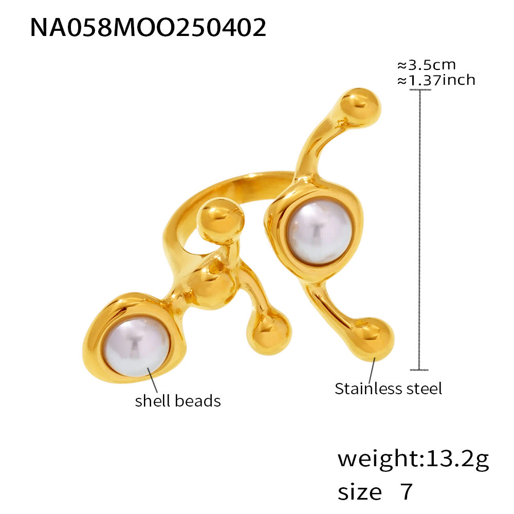 316L Stainless Steel 18K PVD Gold Natural Stone Inlay Ring made with 316L stainless steel and 18K PVD gold finish for wholesale jewelry buyers - image 7