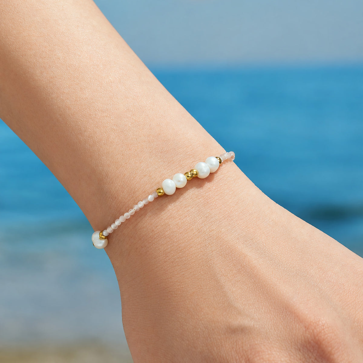 316L Stainless Steel 18K PVD Gold Natural Stone Bracelet made with 316L stainless steel and 18K PVD gold finish for wholesale jewelry buyers - image 12