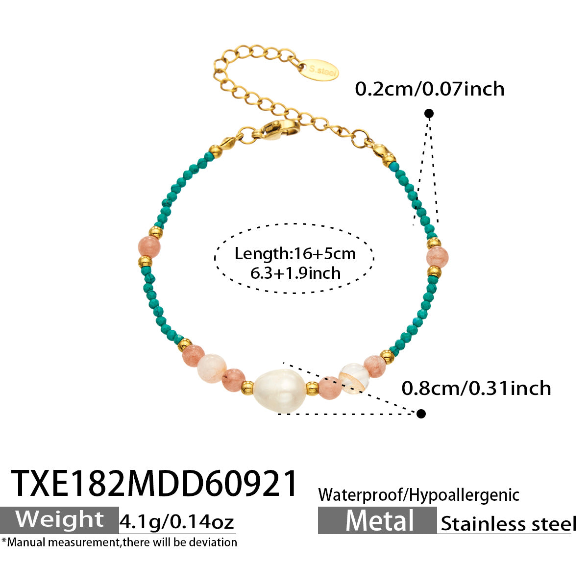 316L Stainless Steel 18K PVD Gold Natural Stone Bracelet made with 316L stainless steel and 18K PVD gold finish for wholesale jewelry buyers - image 15