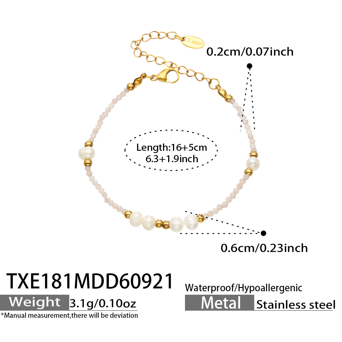 316L Stainless Steel 18K PVD Gold Natural Stone Bracelet made with 316L stainless steel and 18K PVD gold finish for wholesale jewelry buyers - image 16