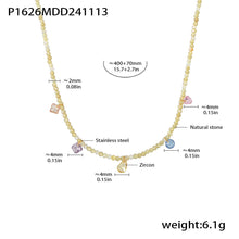 Size and measurement guide for a layered natural stone beaded stainless steel necklace