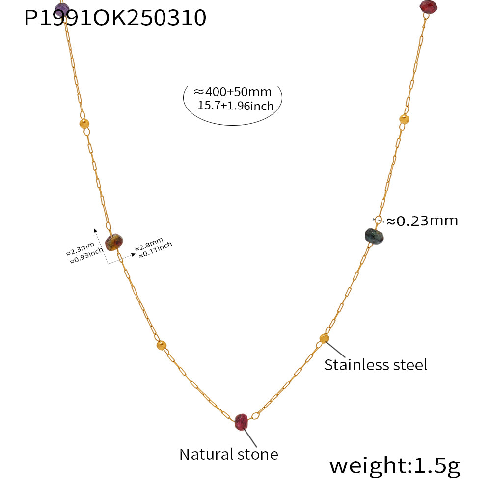 316L Stainless Steel 18K PVD Gold Natural Stone Necklace made with 316L stainless steel and 18K PVD gold finish for wholesale jewelry buyers - image 11