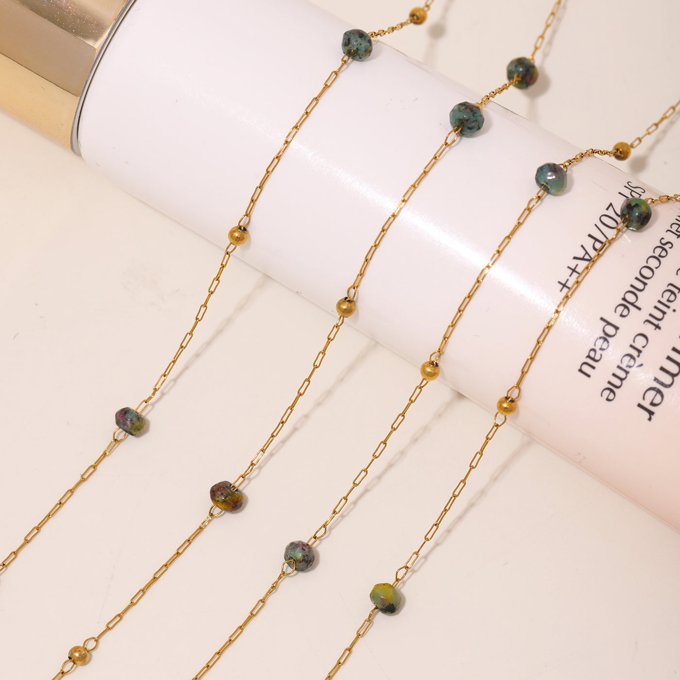 316L Stainless Steel 18K PVD Gold Natural Stone Necklace made with 316L stainless steel and 18K PVD gold finish for wholesale jewelry buyers - image 4