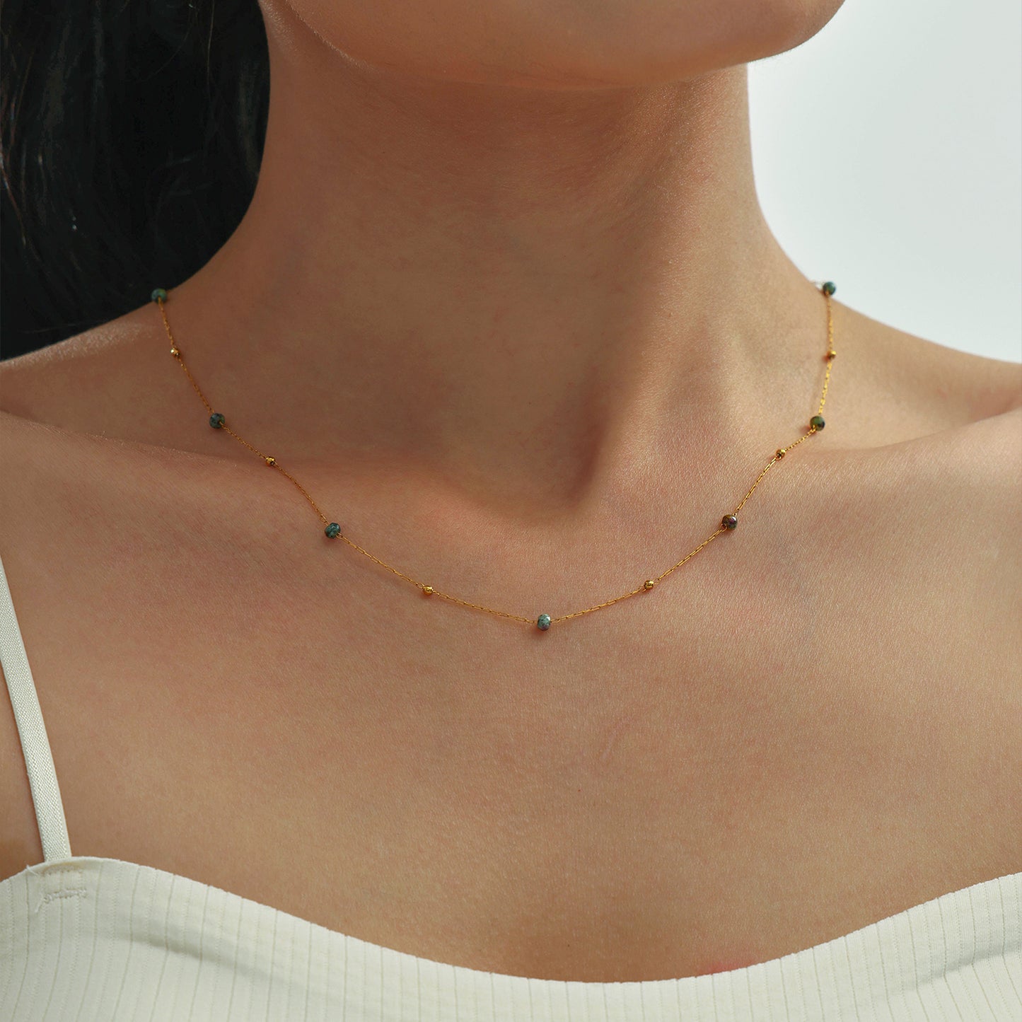 316L Stainless Steel 18K PVD Gold Natural Stone Necklace made with 316L stainless steel and 18K PVD gold finish for wholesale jewelry buyers - image 7