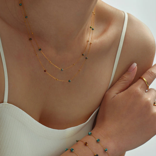 316L Stainless Steel 18K PVD Gold Natural Stone Necklace made with 316L stainless steel and 18K PVD gold finish for wholesale jewelry buyers - image 8