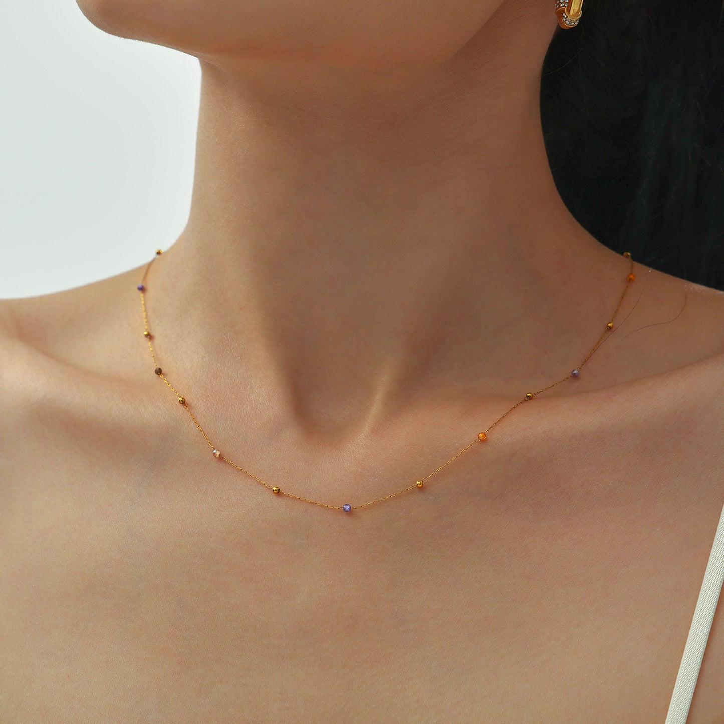 316L Stainless Steel 18K PVD Gold Natural Stone Necklace made with 316L stainless steel and 18K PVD gold finish for wholesale jewelry buyers - image 9
