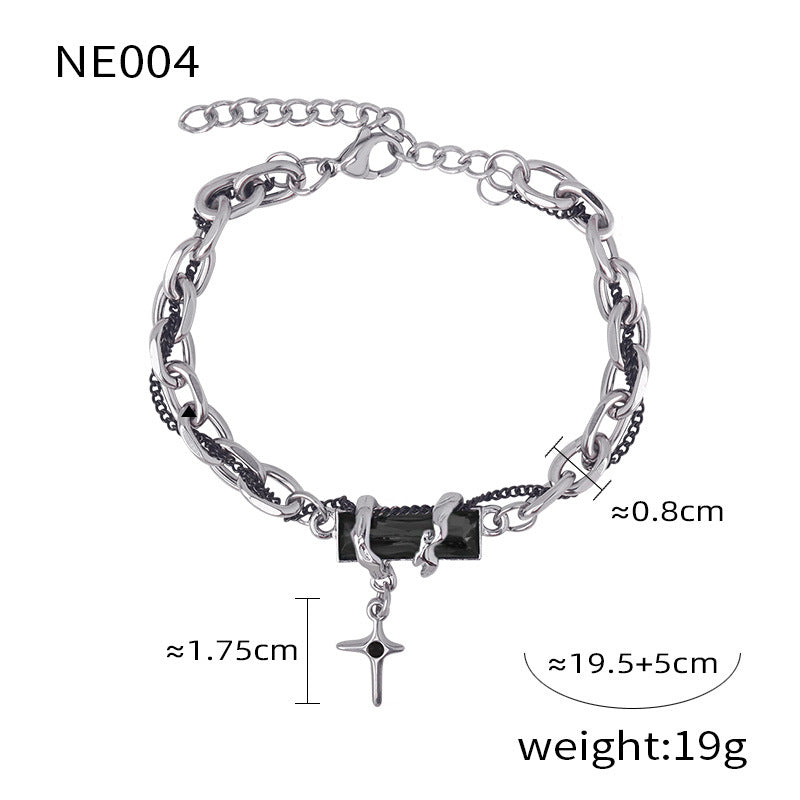 316L Stainless Steel Color Zircon Cross Bracelet Necklace Collection