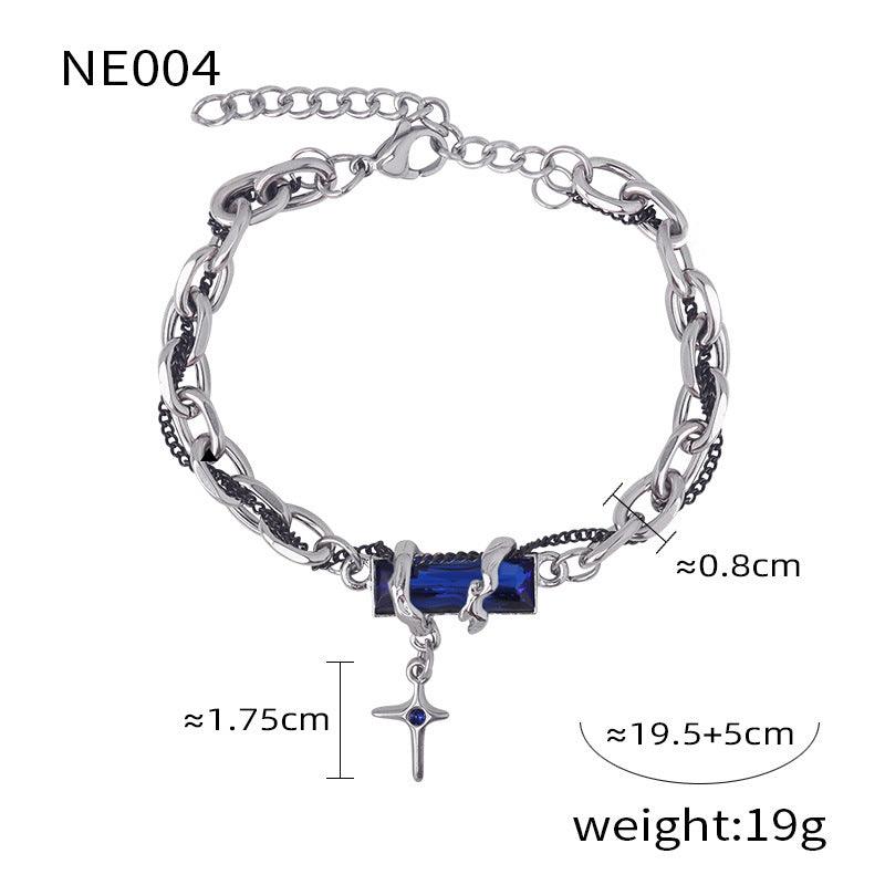 316L Stainless Steel Color Zircon Cross Bracelet Necklace Collection
