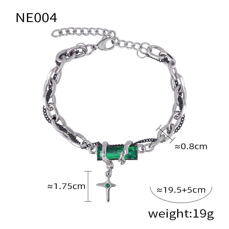 316L Stainless Steel Color Zircon Cross Bracelet Necklace Collection