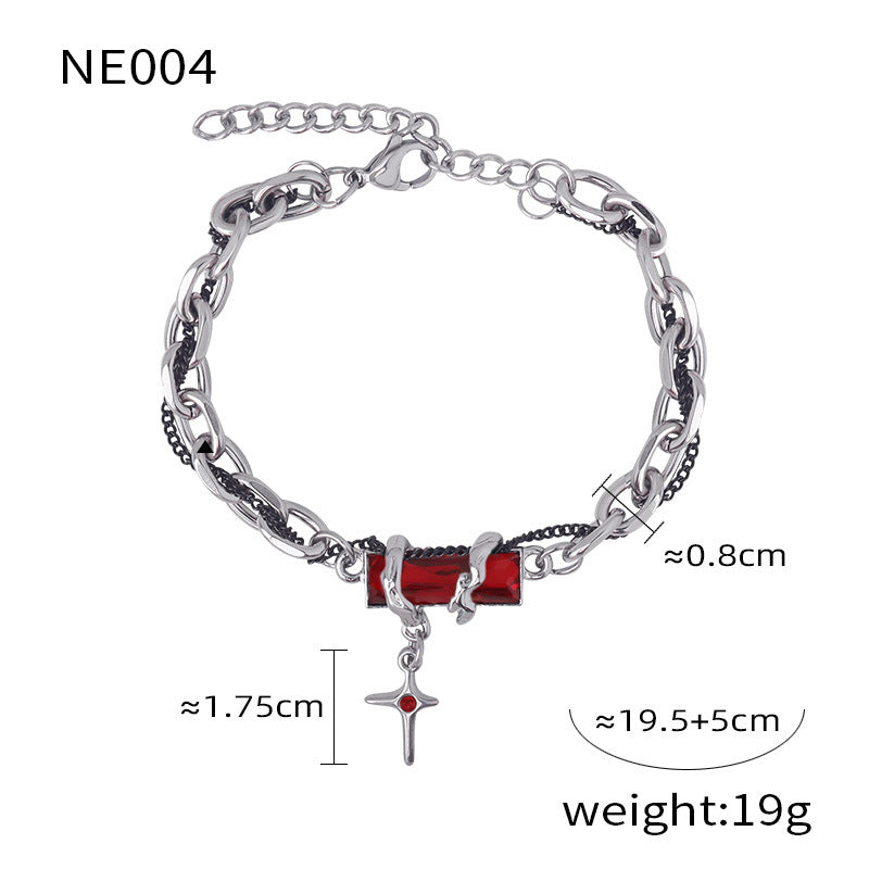 316L Stainless Steel Color Zircon Cross Bracelet Necklace Collection