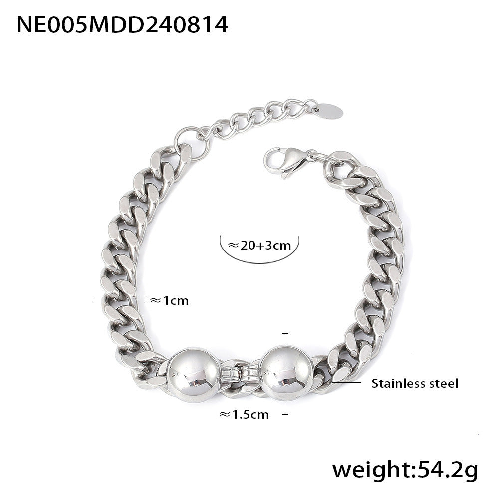 NE005 steel Cuban chain bracelet size card showing 316L stainless steel bracelet details for wholesale buyers