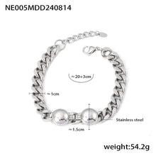 NE005 steel Cuban chain bracelet size card showing 316L stainless steel bracelet details for wholesale buyers
