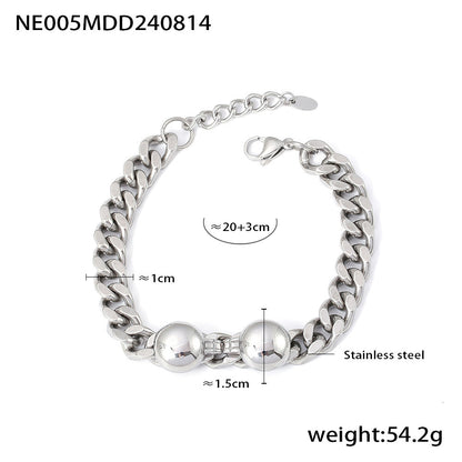 NE005 steel Cuban chain bracelet size card showing 316L stainless steel bracelet details for wholesale buyers