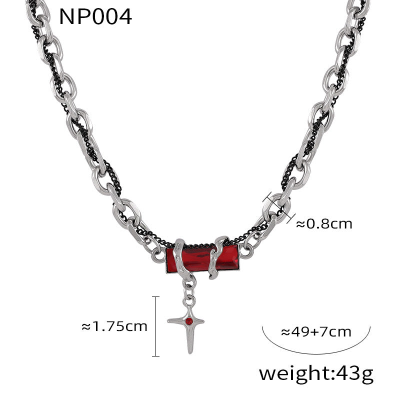 316L Stainless Steel Color Zircon Cross Bracelet Necklace Collection