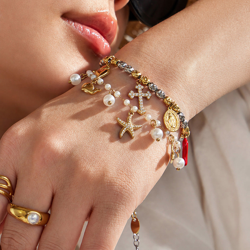316L Stainless Steel 18K PVD Gold Ocean Charm Bracelet made with 316L stainless steel and 18K PVD gold finish for wholesale jewelry buyers - image 11