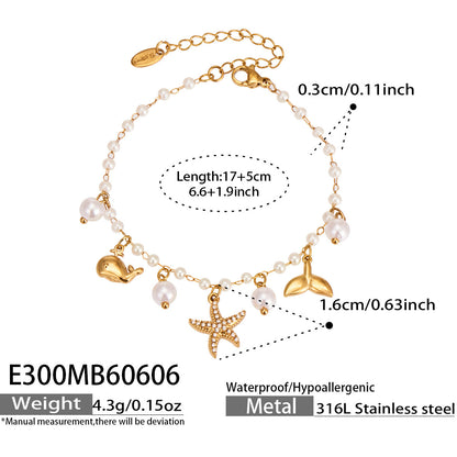 316L Stainless Steel 18K PVD Gold Ocean Charm Bracelet made with 316L stainless steel and 18K PVD gold finish for wholesale jewelry buyers - image 13