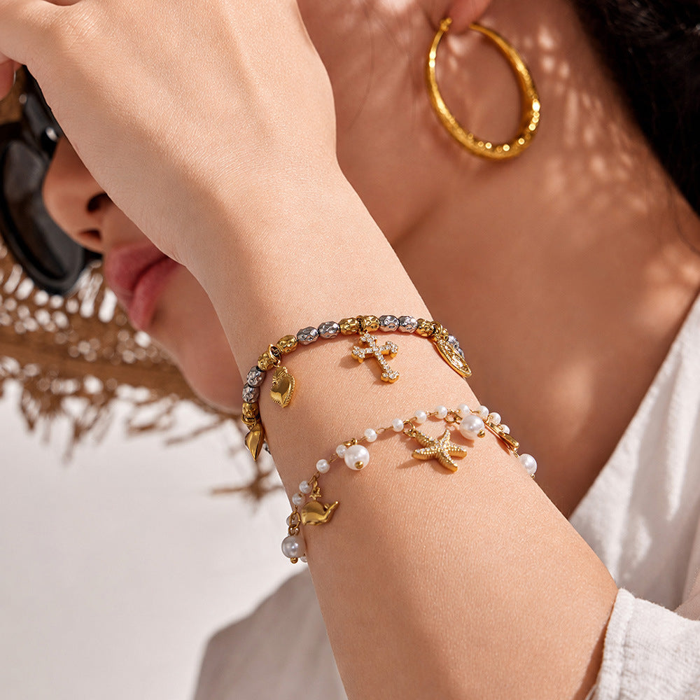 316L Stainless Steel 18K PVD Gold Ocean Charm Bracelet made with 316L stainless steel and 18K PVD gold finish for wholesale jewelry buyers - image 14