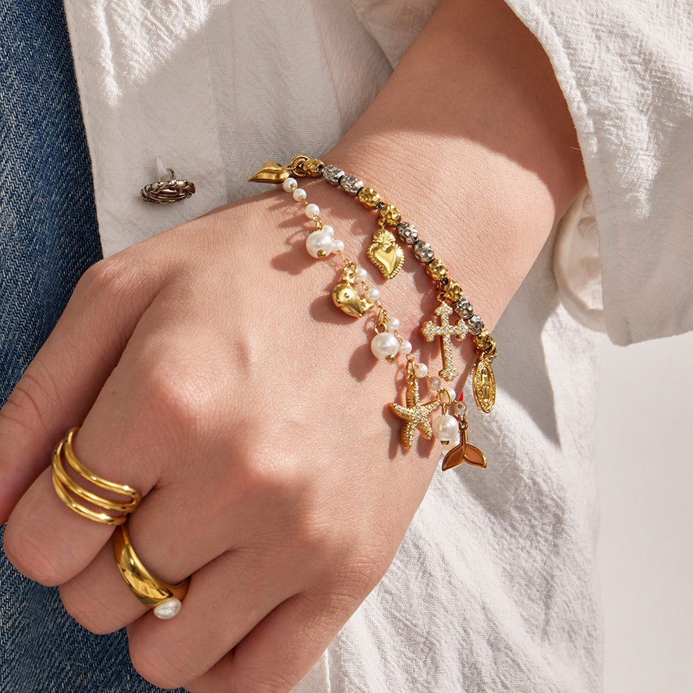 316L Stainless Steel 18K PVD Gold Ocean Charm Bracelet made with 316L stainless steel and 18K PVD gold finish for wholesale jewelry buyers - image 3