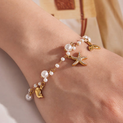 316L Stainless Steel 18K PVD Gold Ocean Charm Bracelet made with 316L stainless steel and 18K PVD gold finish for wholesale jewelry buyers - image 5