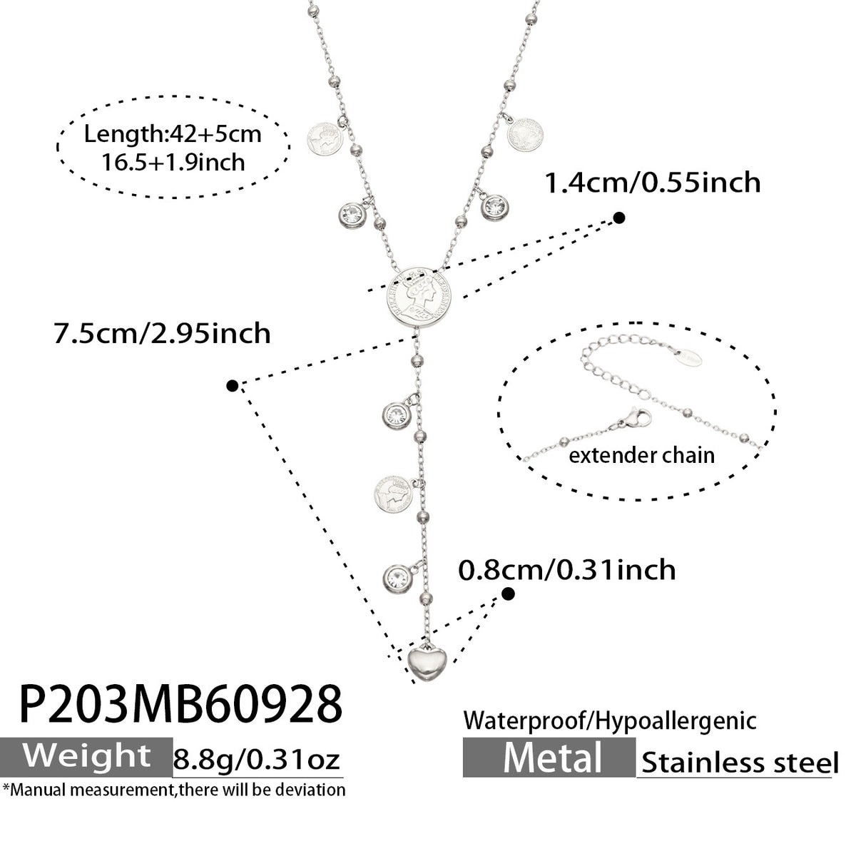 316L Stainless Steel 18K PVD Gold Ocean Heart Y Necklace made with 316L stainless steel and 18K PVD gold finish for wholesale jewelry buyers - image 14