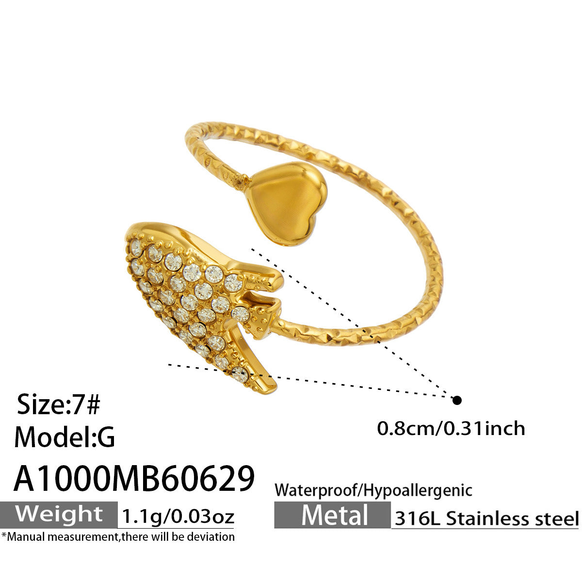 316L Stainless Steel 18K PVD Gold Ocean-Inspired Ring Set made with 316L stainless steel and 18K PVD gold finish for wholesale jewelry buyers - image 17